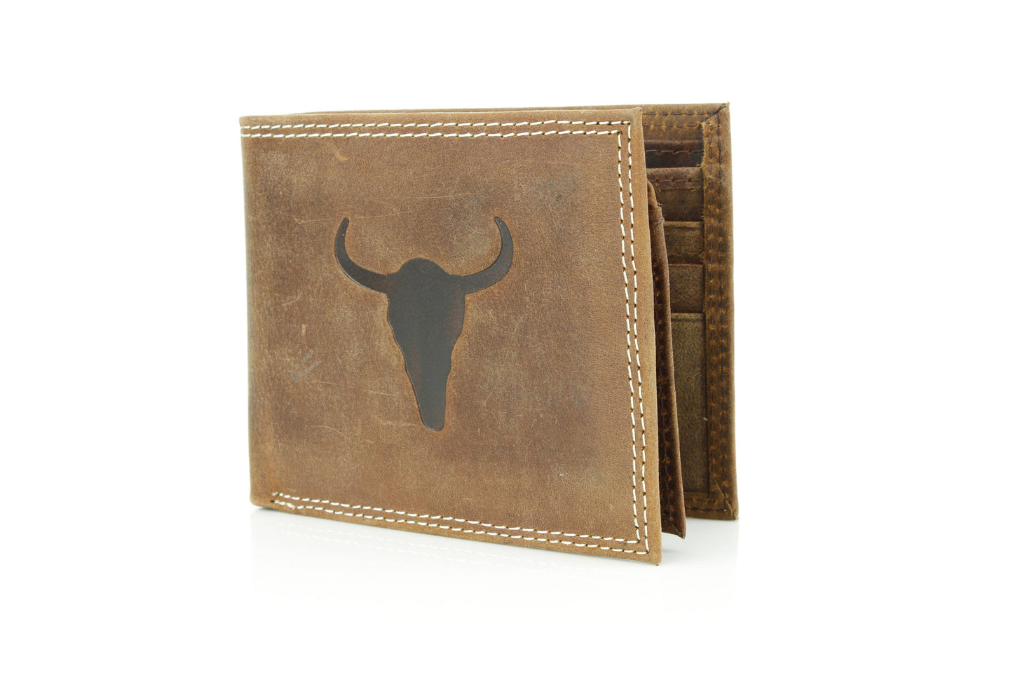 Men’s Bi-Fold Wallet with Embossed Bison Skull ABMW 25-2002