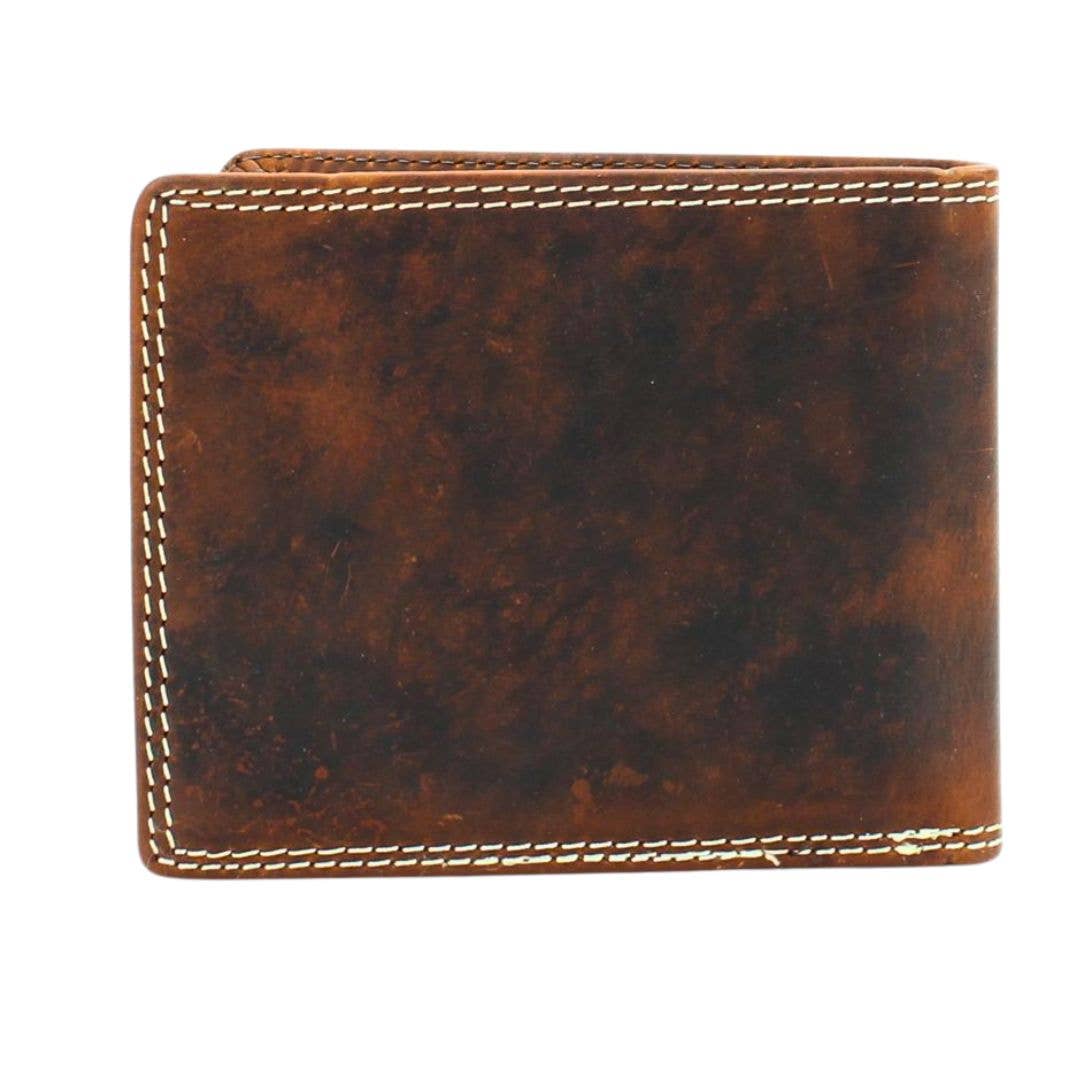 Oil Pull Up Embossed Steer Bifold Wallet ABB 006