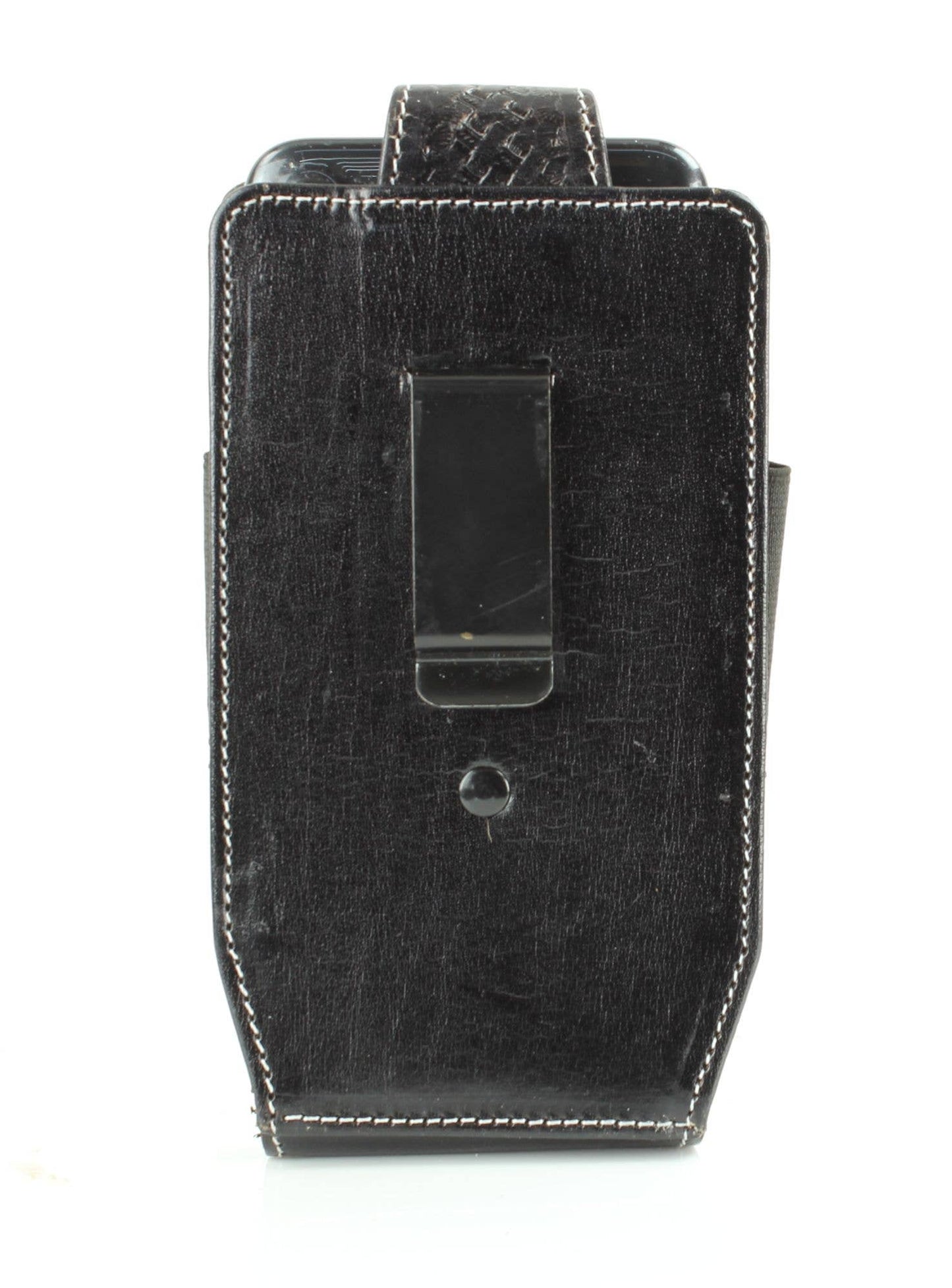Basket Weave Tooled Leather Phone Case for Belt