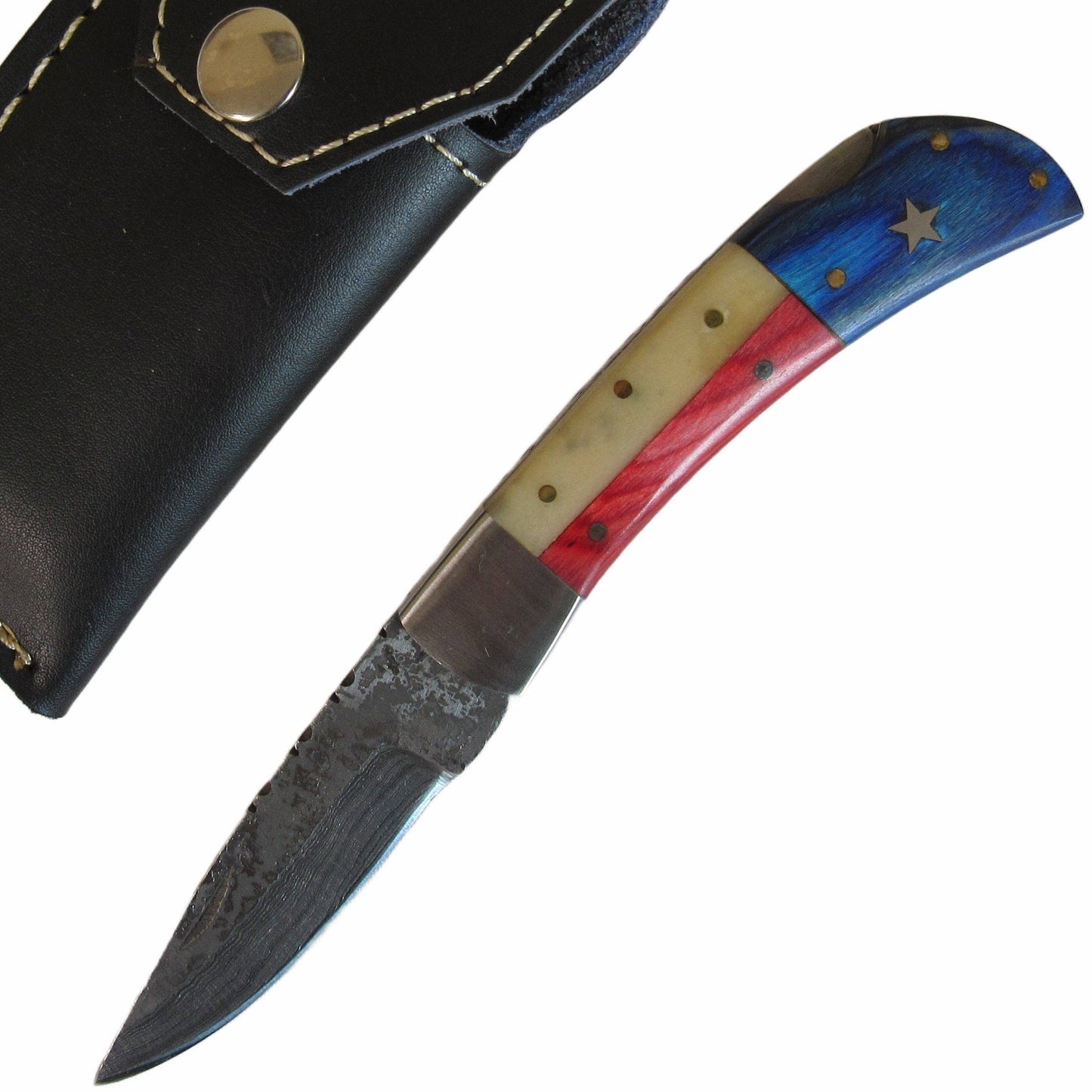 Ruddock Bros - The Lone Star Folding Knife - Damascus Steel