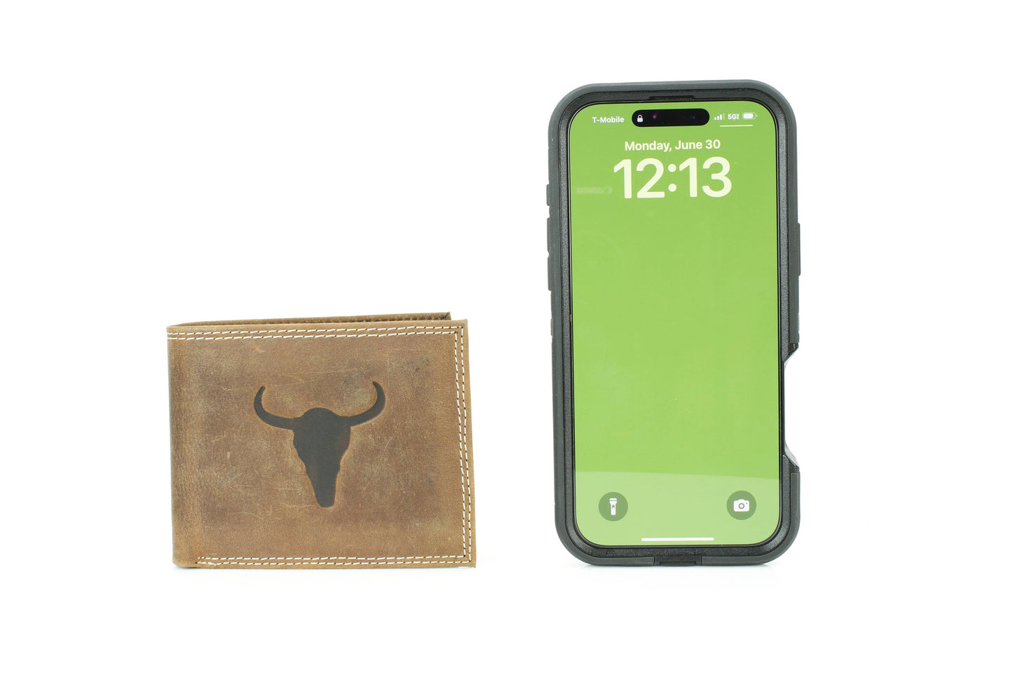 Men’s Bi-Fold Wallet with Embossed Bison Skull ABMW 25-2002