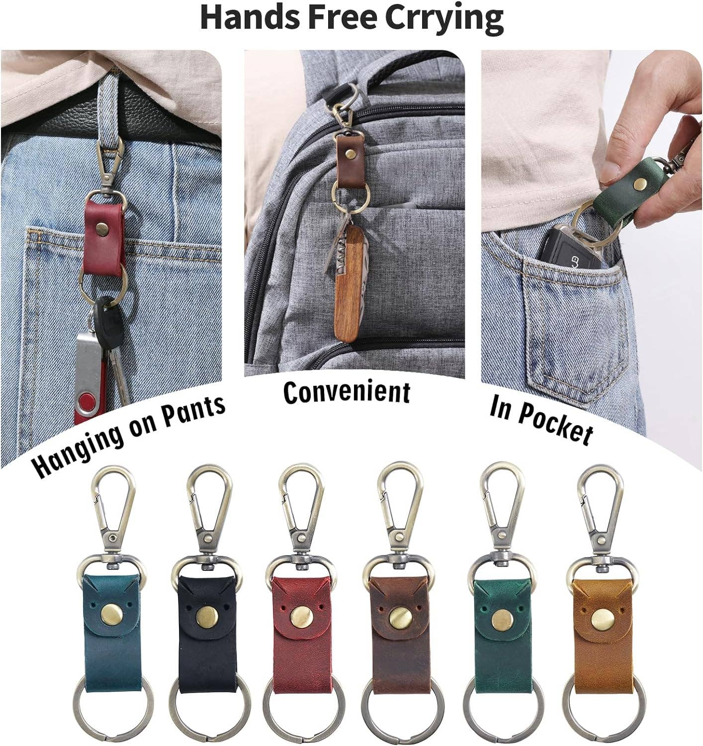 Genuine Leather Keychain, Small Keychain for Man and Women