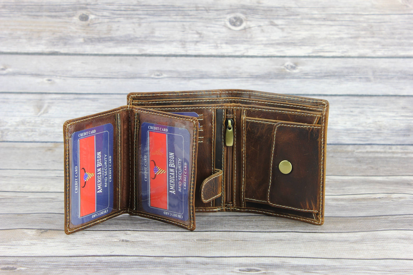 RFID Hunter leather men's euro hipster wallet style #8015