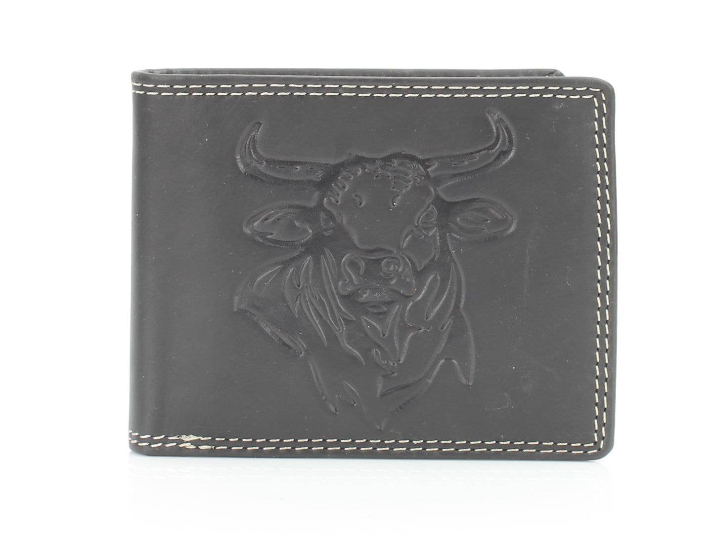 Oil Pull Up Embossed Steer Bifold Wallet ABB 006