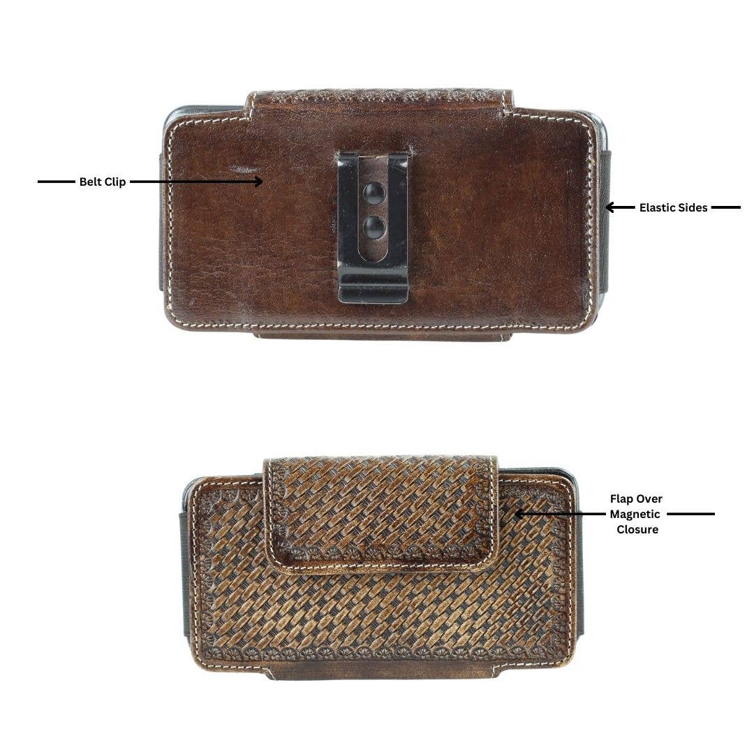 American Bison Basket Weave Horizontal Phone Case for Belt