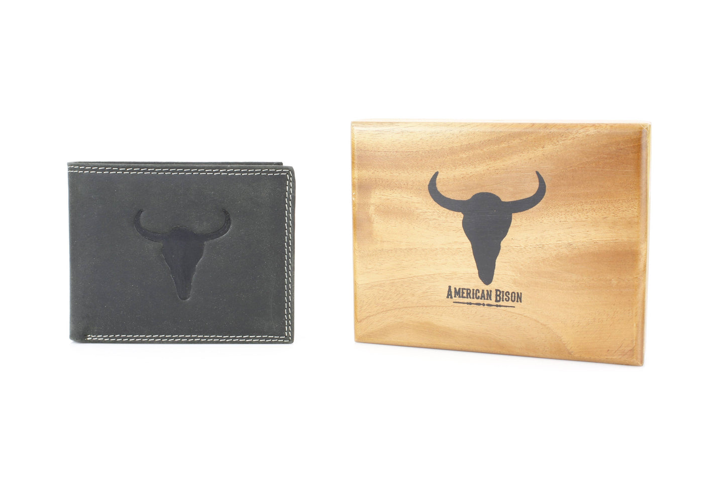 Men’s Bi-Fold Wallet with Embossed Bison Skull ABMW 25-2002
