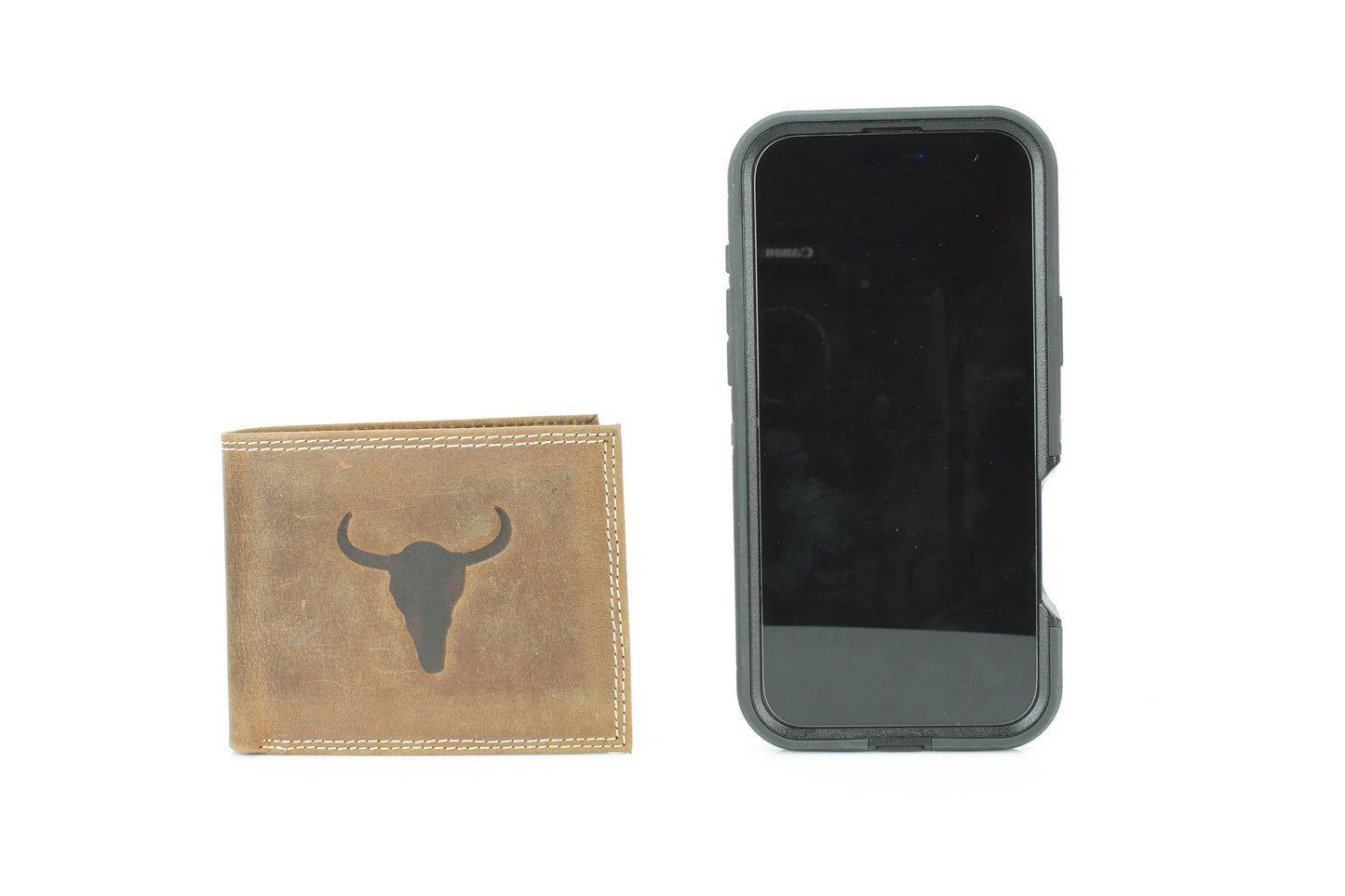 Men’s Bi-Fold Wallet with Embossed Bison Skull ABMW 25-2002