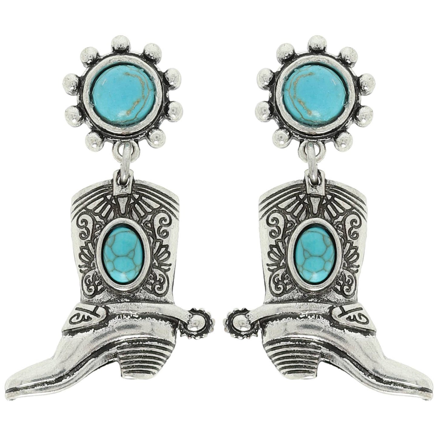 Western Cowboy Boots Turquoise Post Earrings