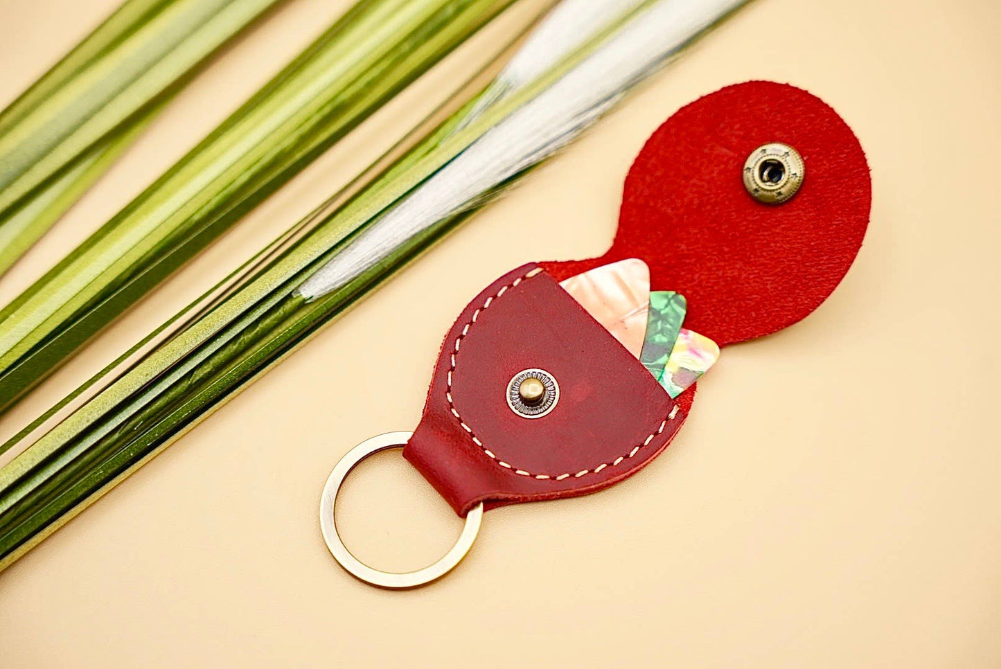 Leather Guitar Pick Holder and Keychain Organizer