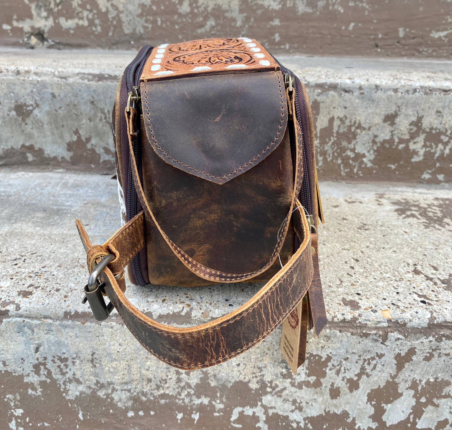 Cowhide Vintage Leather Makeup Bag