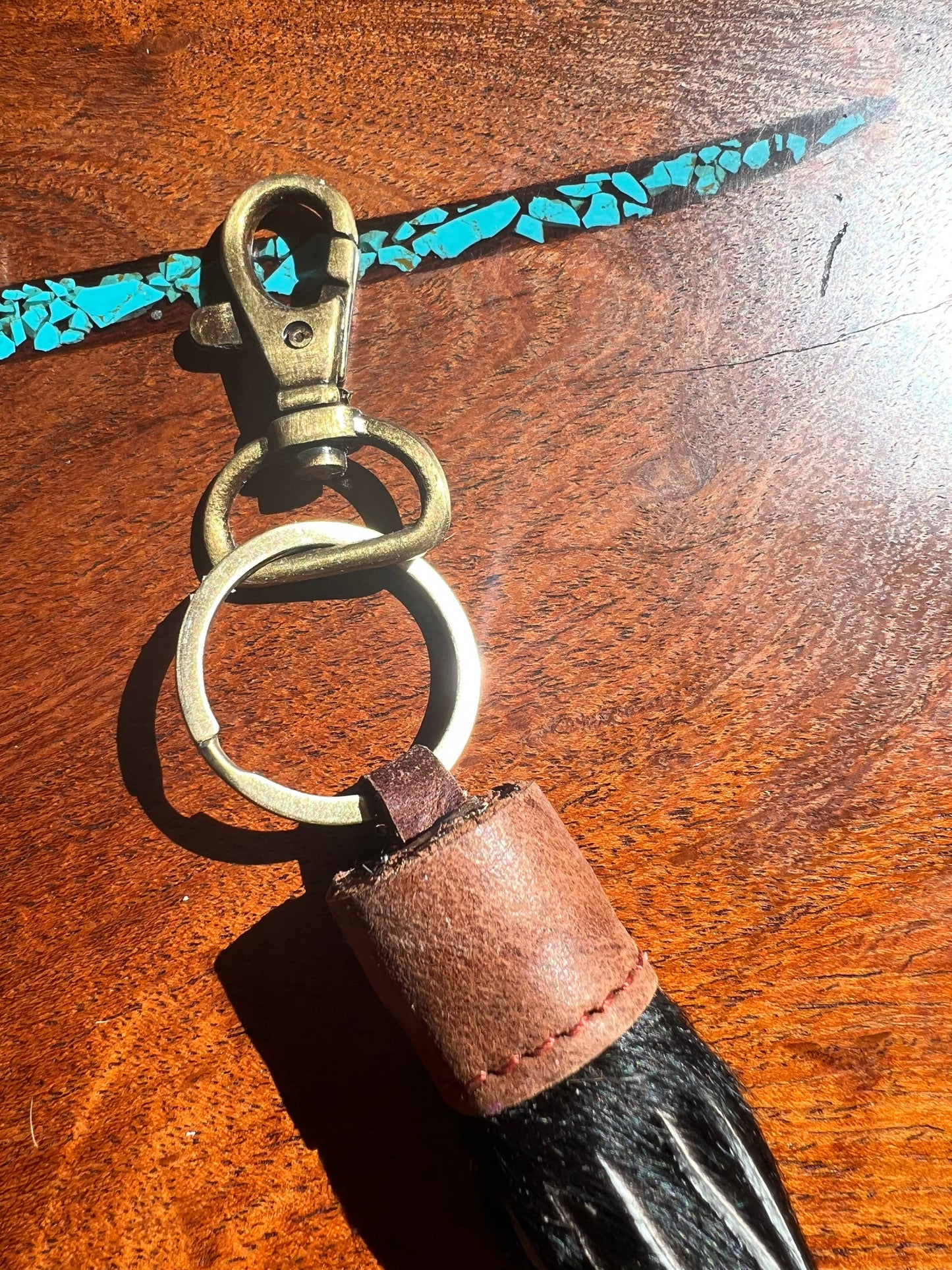 Cowhide Leather Tassel Fringe Keychain Western