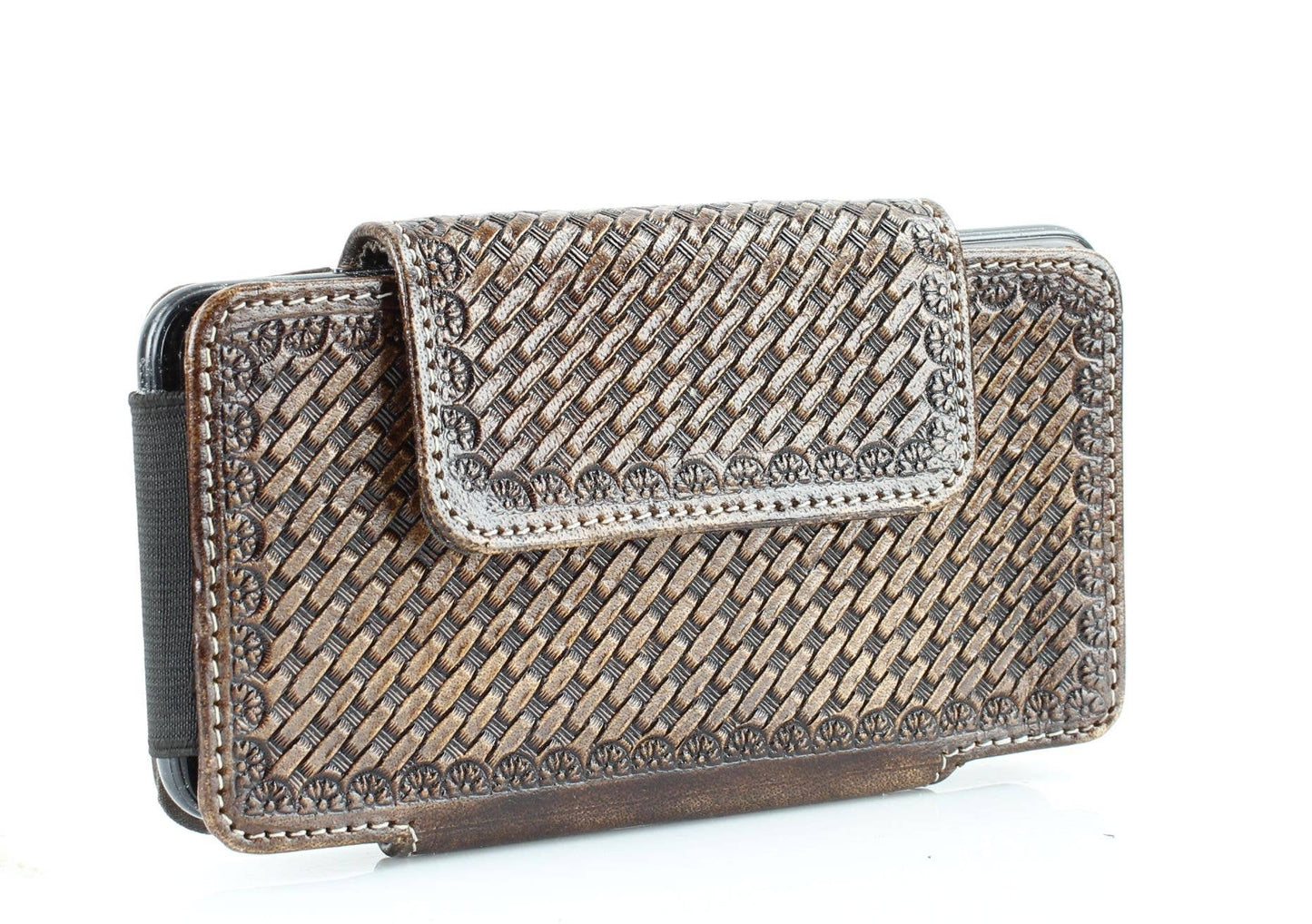 American Bison Basket Weave Horizontal Phone Case for Belt