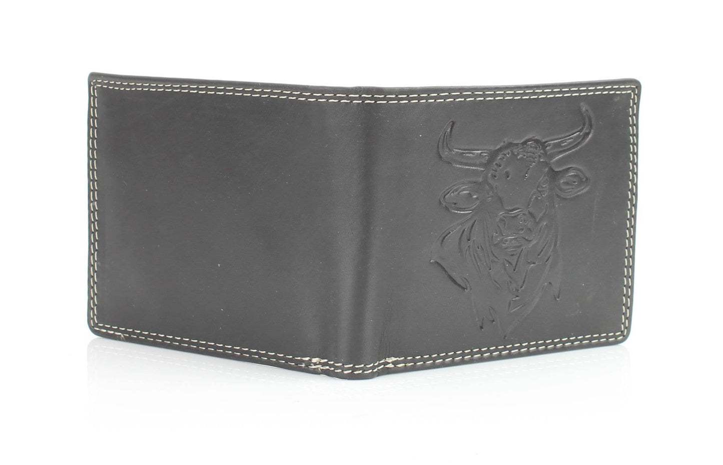 Oil Pull Up Embossed Steer Bifold Wallet ABB 006