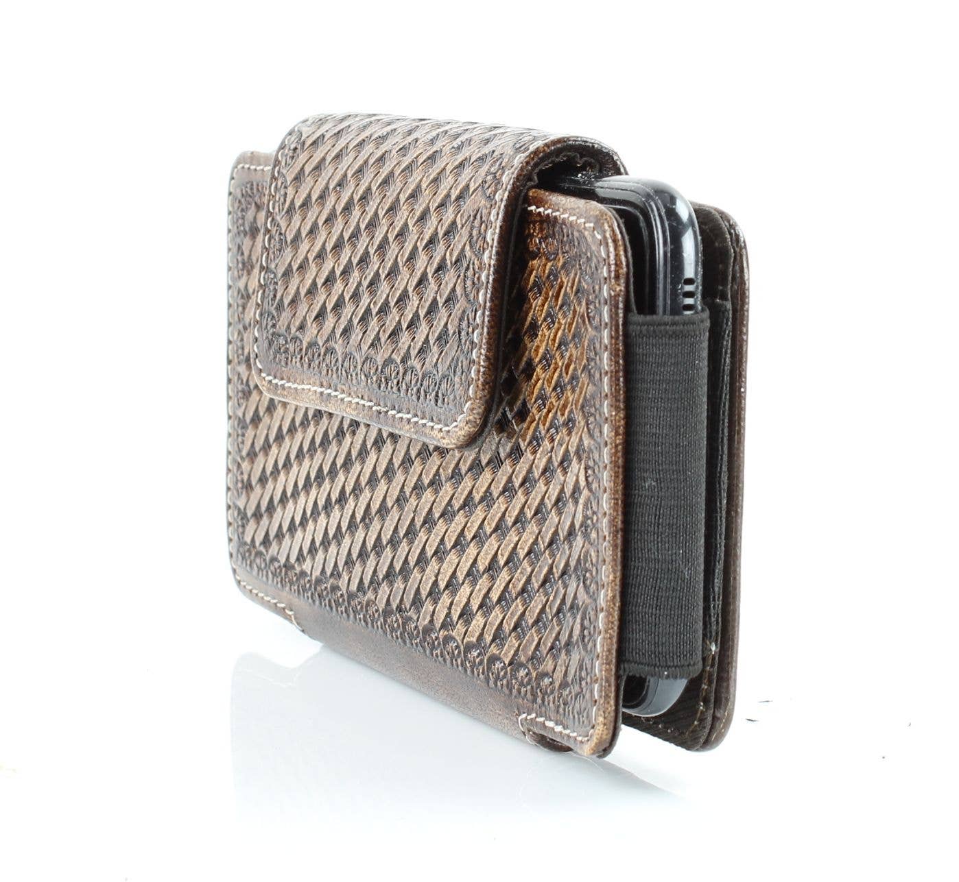 American Bison Basket Weave Horizontal Phone Case for Belt