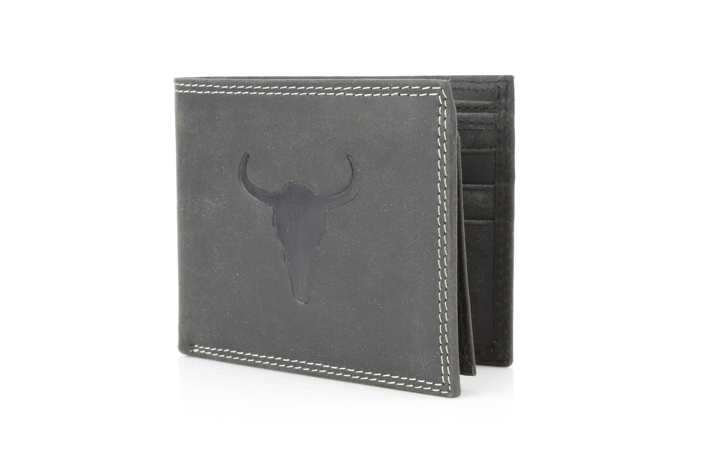 Men’s Bi-Fold Wallet with Embossed Bison Skull ABMW 25-2002