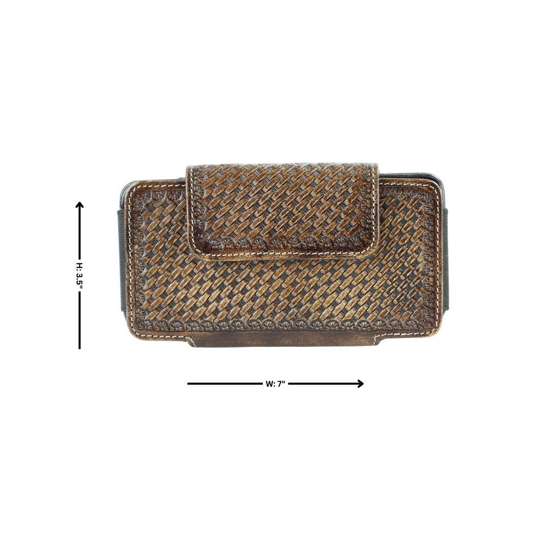 American Bison Basket Weave Horizontal Phone Case for Belt