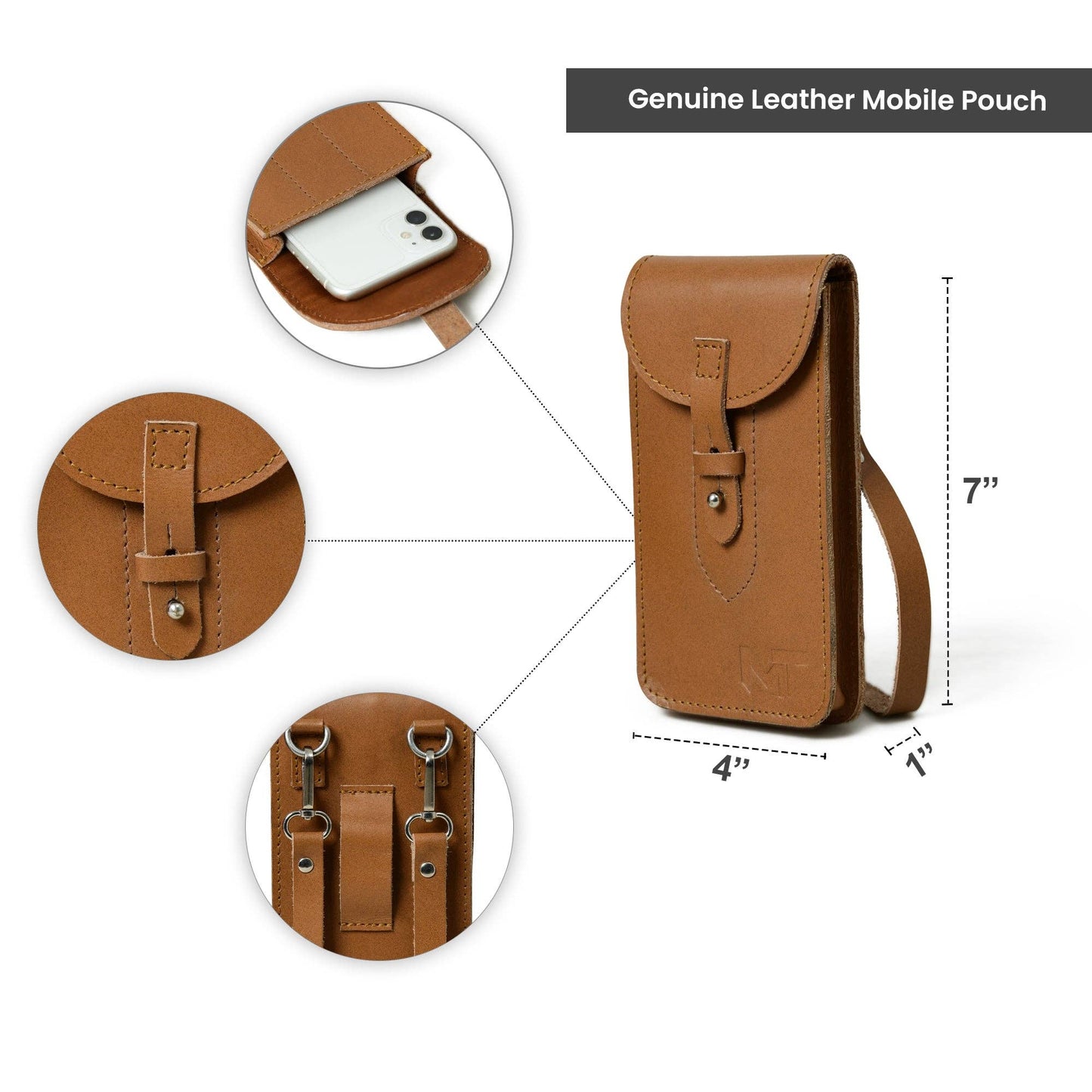 Cocoa Brown Mobile Case With Strap