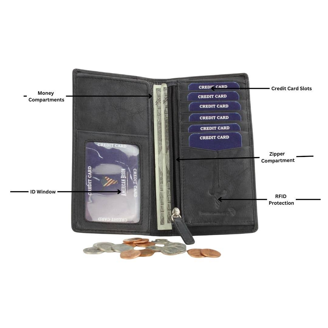 American Bison Oil Pull Up Rodeo Bifold Wallet 15727
