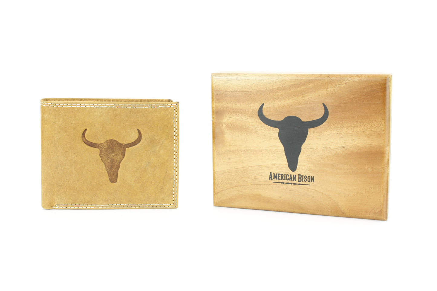 Men’s Bi-Fold Wallet with Embossed Bison Skull ABMW 25-2002