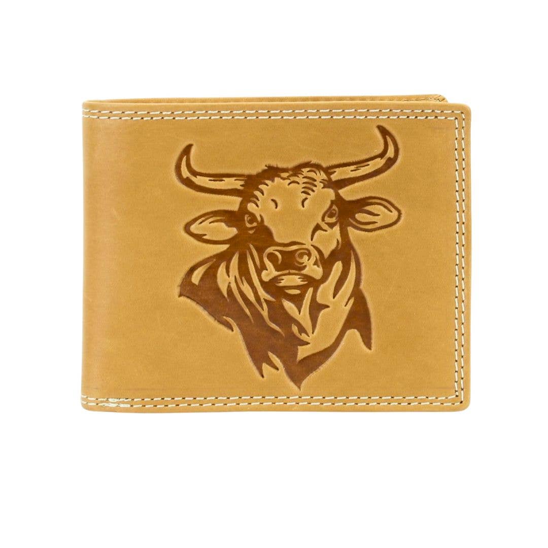 Oil Pull Up Embossed Steer Bifold Wallet ABB 006