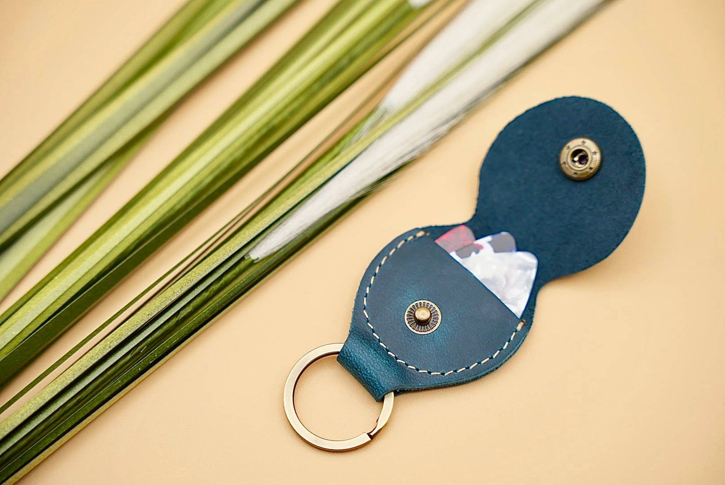 Leather Guitar Pick Holder and Keychain Organizer