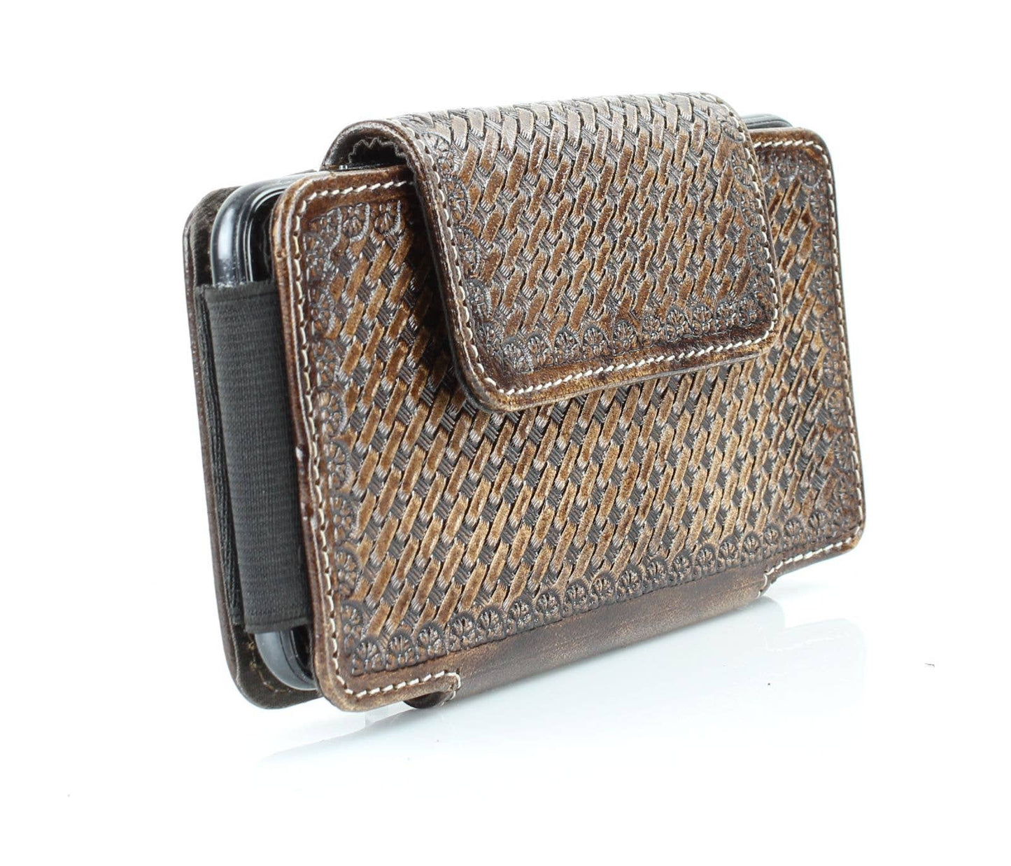 American Bison Basket Weave Horizontal Phone Case for Belt