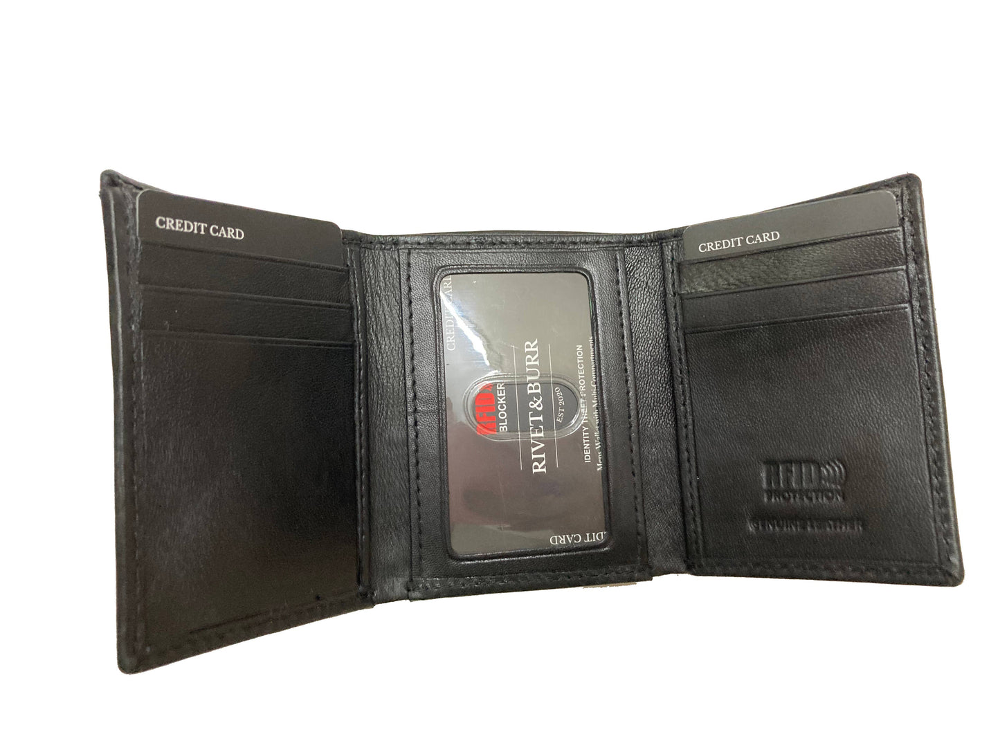 Double Stitch Trifold Metal Badge w/ Vanity Tray & Keychain