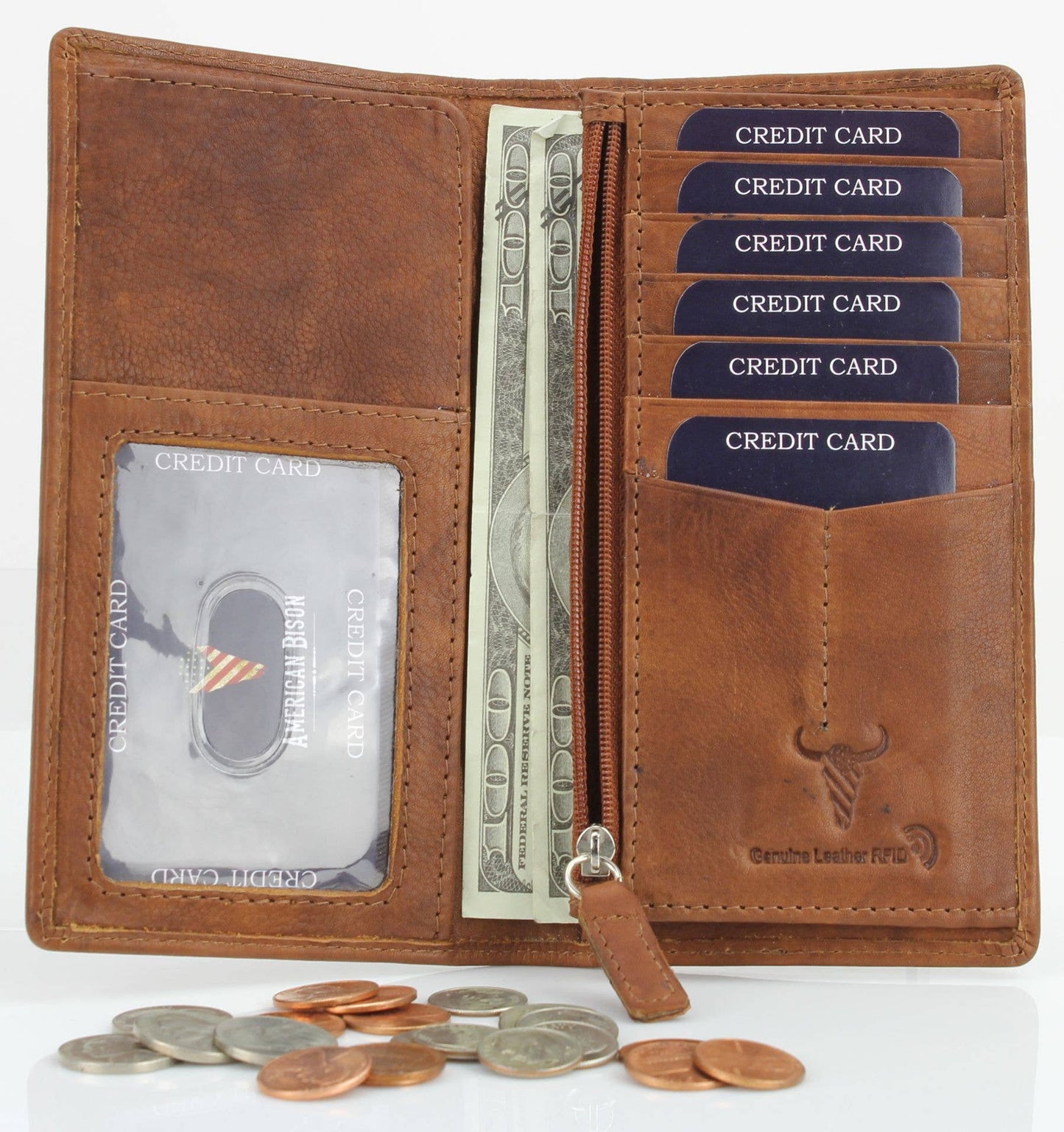 American Bison Oil Pull Up Rodeo Bifold Wallet 15727