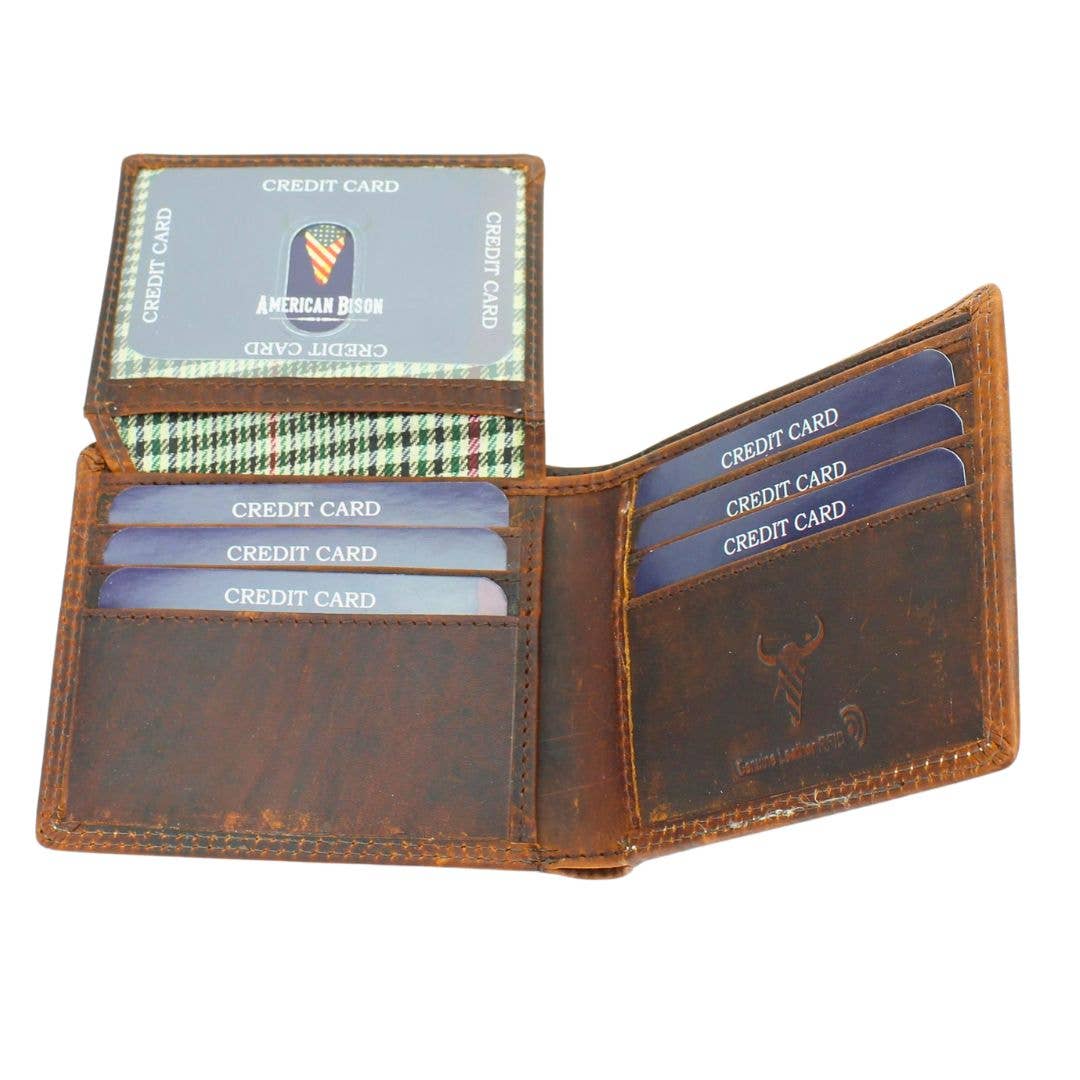 Oil Pull Up Embossed Steer Bifold Wallet ABB 006