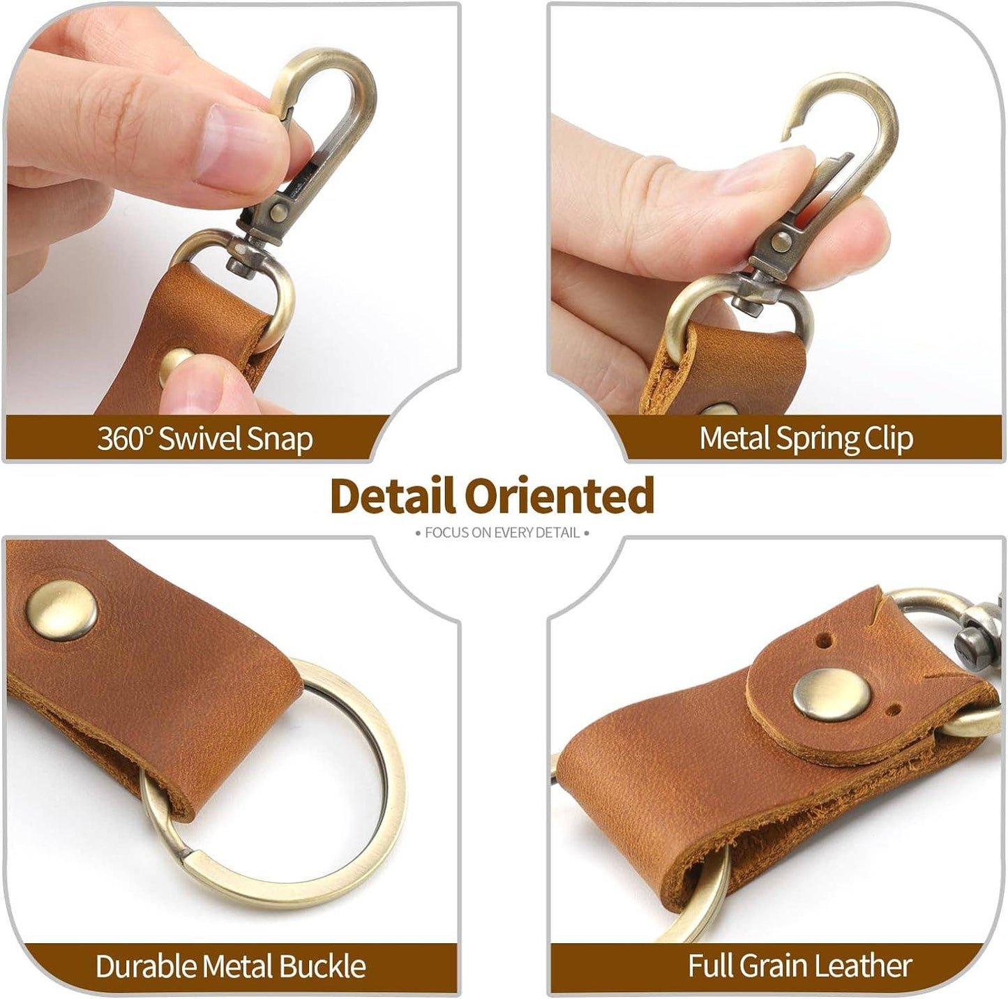 Genuine Leather Keychain, Small Keychain for Man and Women