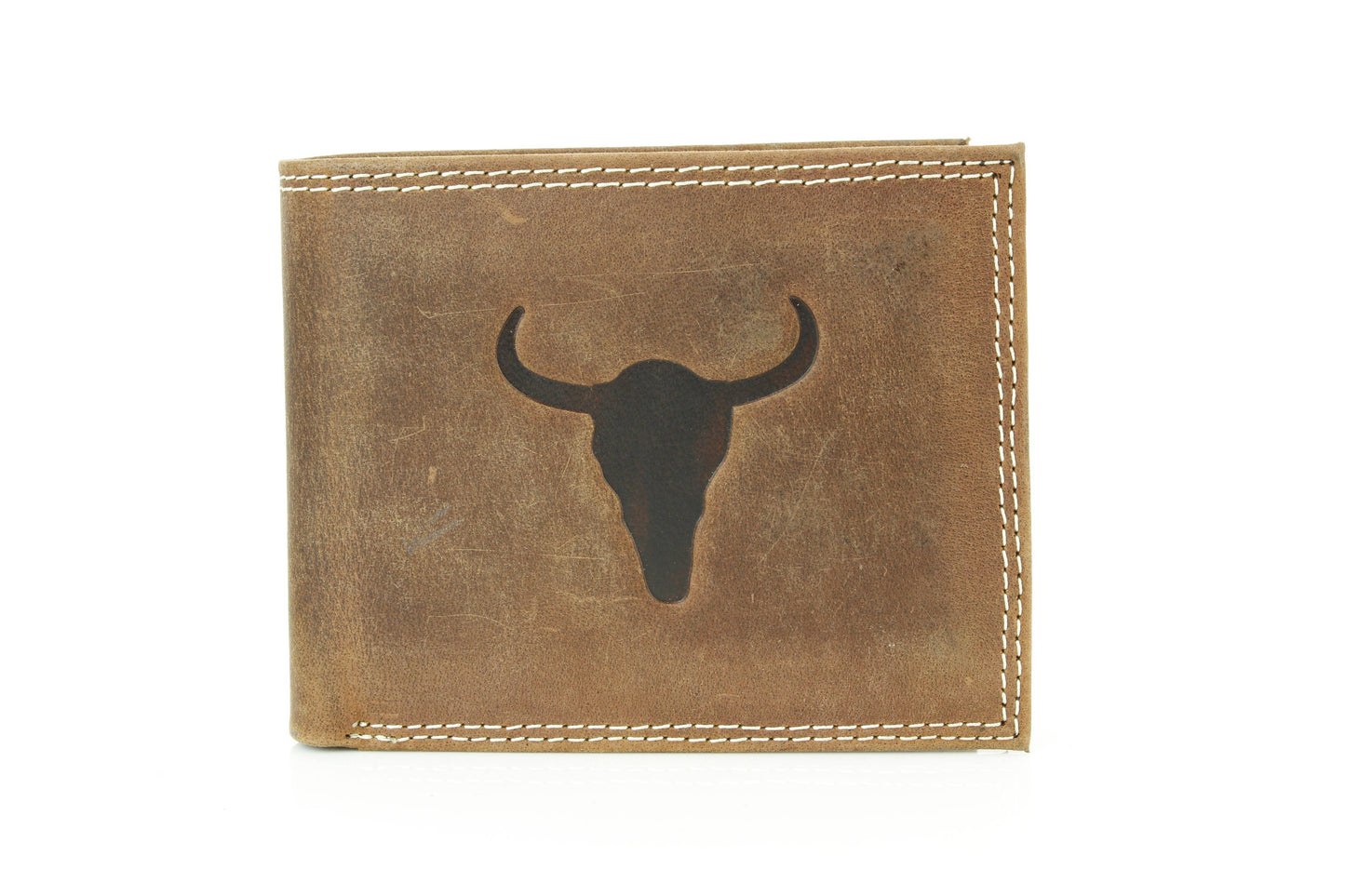 Men’s Bi-Fold Wallet with Embossed Bison Skull ABMW 25-2002