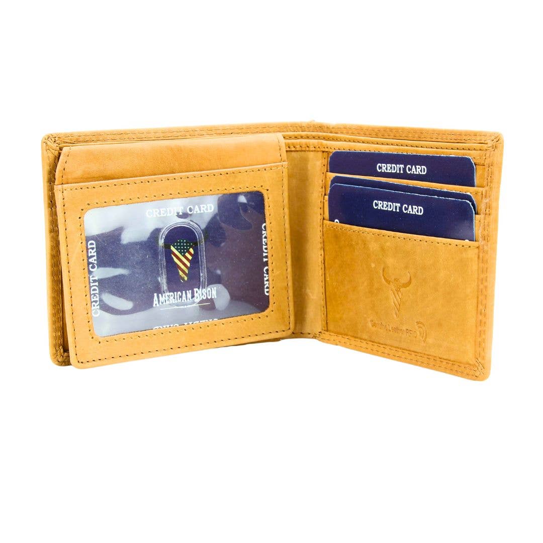 Oil Pull Up Embossed Steer Bifold Wallet ABB 006