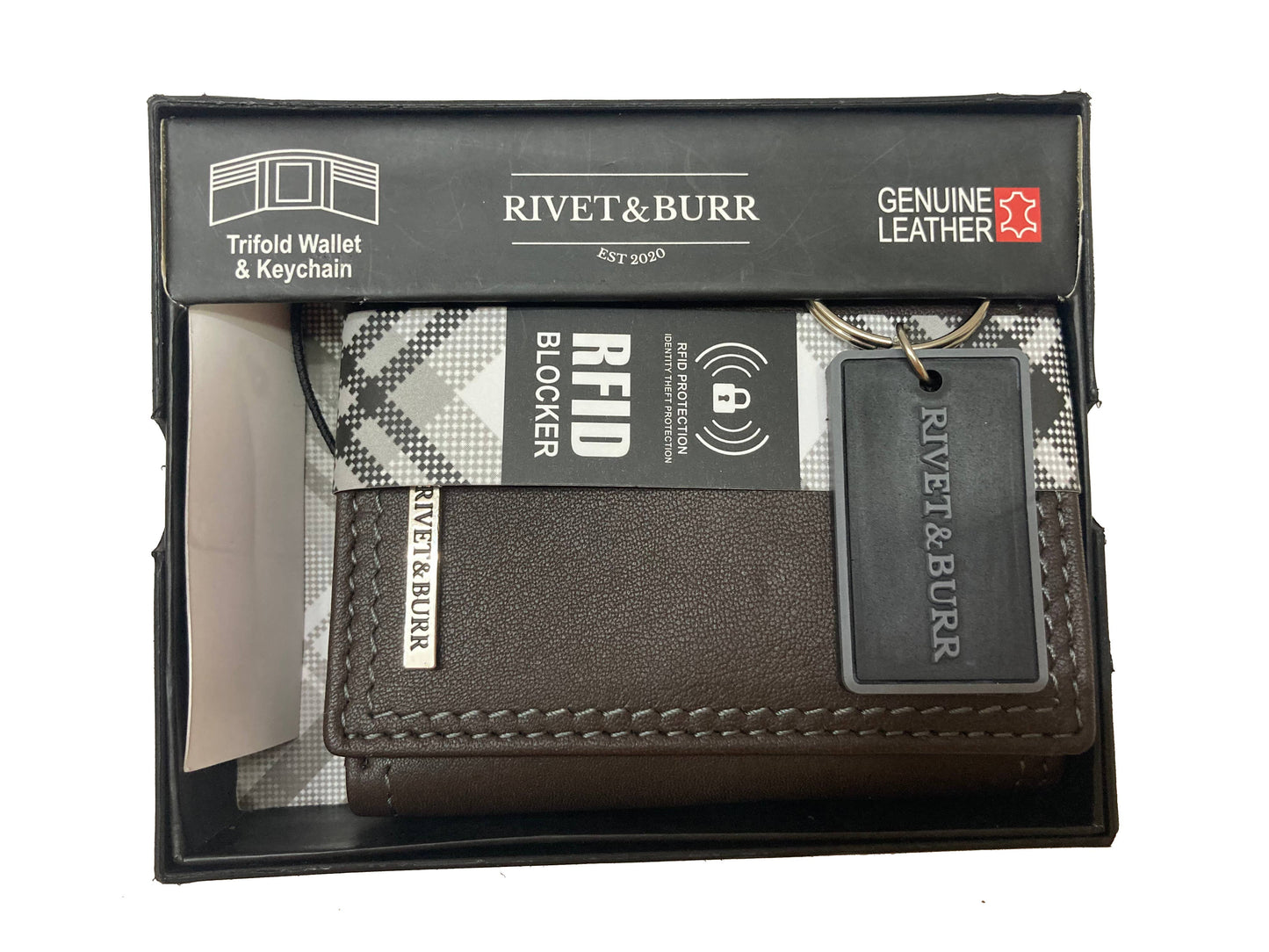 Double Stitch Trifold Metal Badge w/ Vanity Tray & Keychain