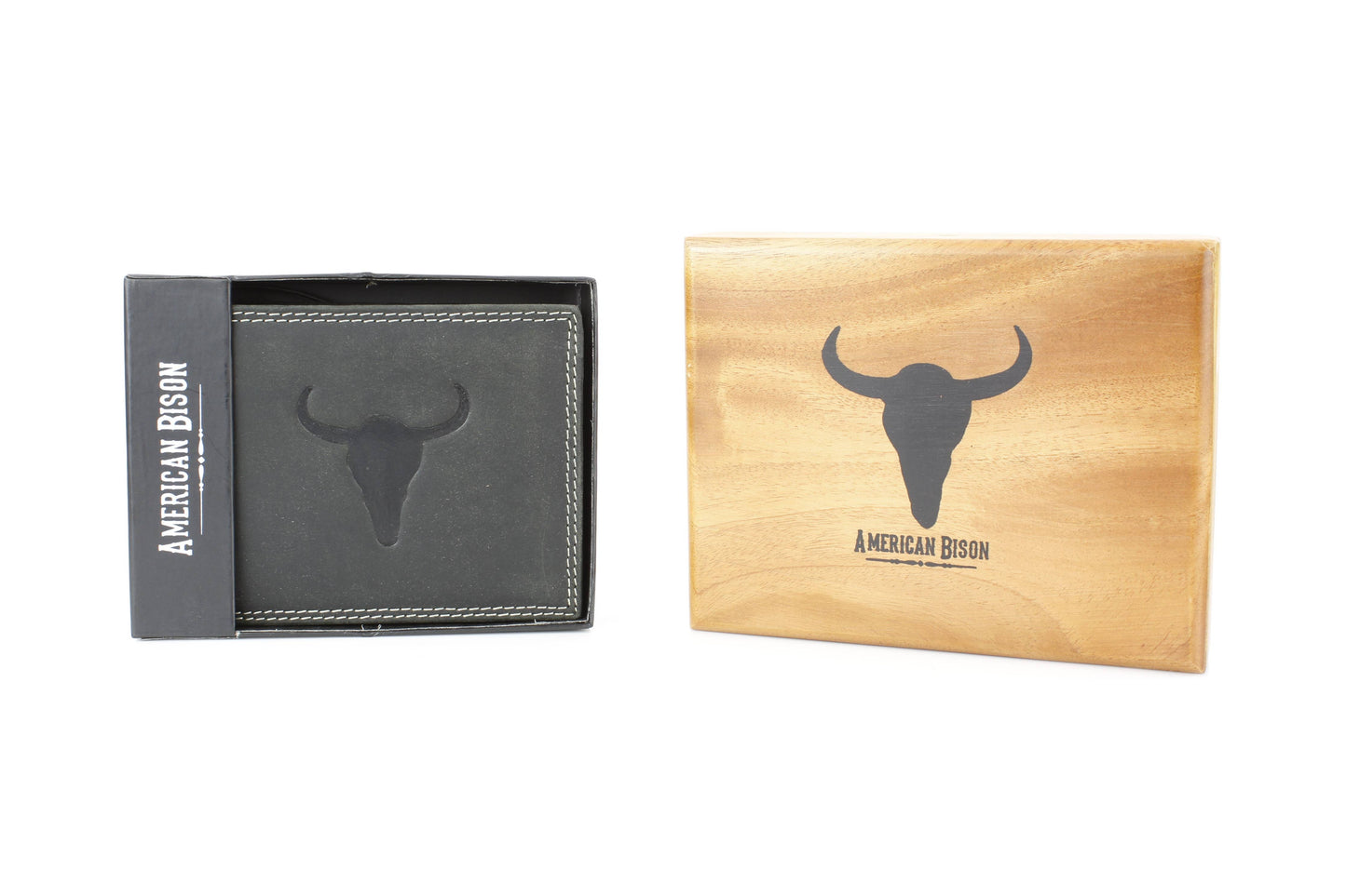 Men’s Bi-Fold Wallet with Embossed Bison Skull ABMW 25-2002
