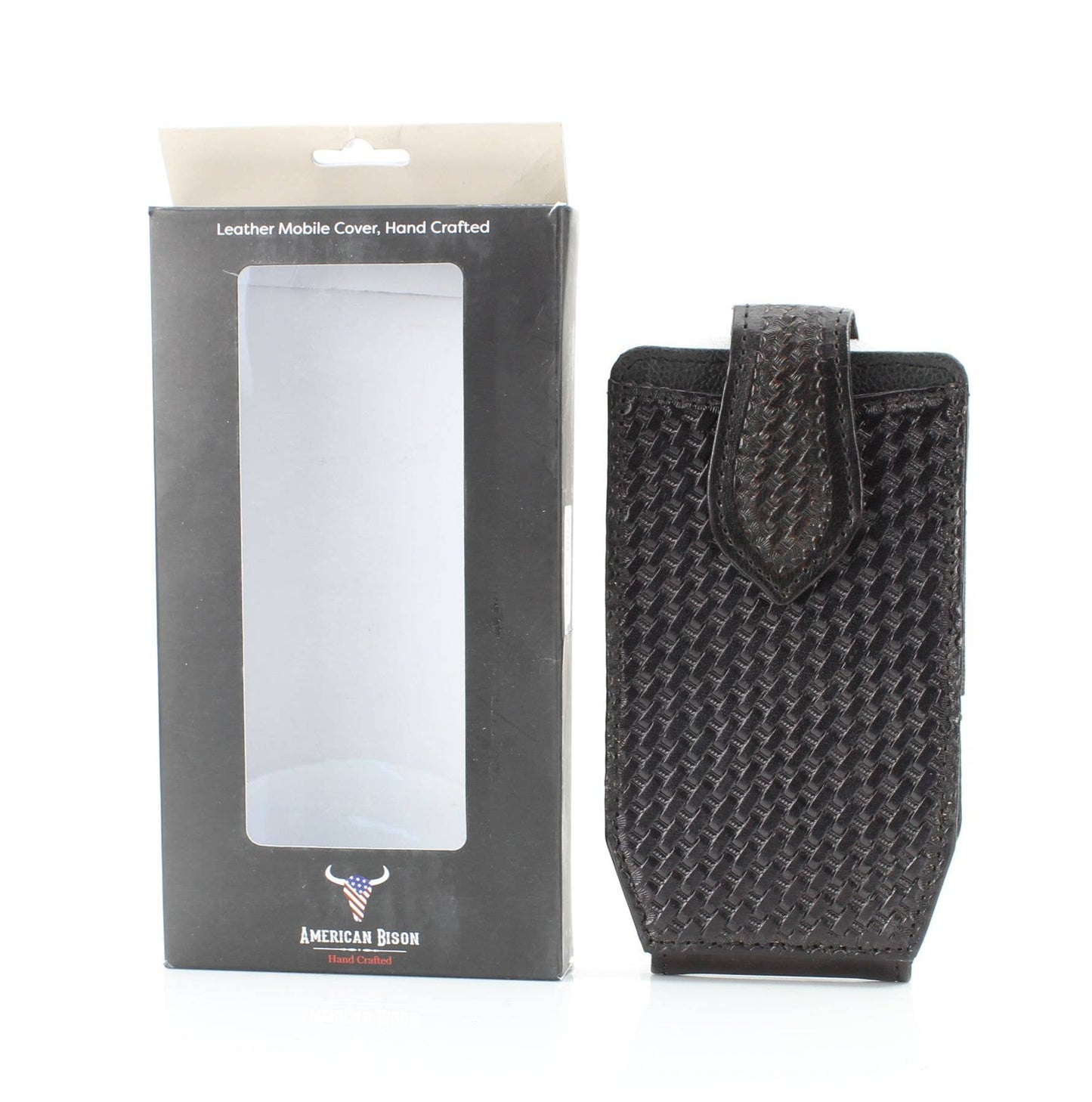 Basket Weave Tooled Leather Phone Case for Belt