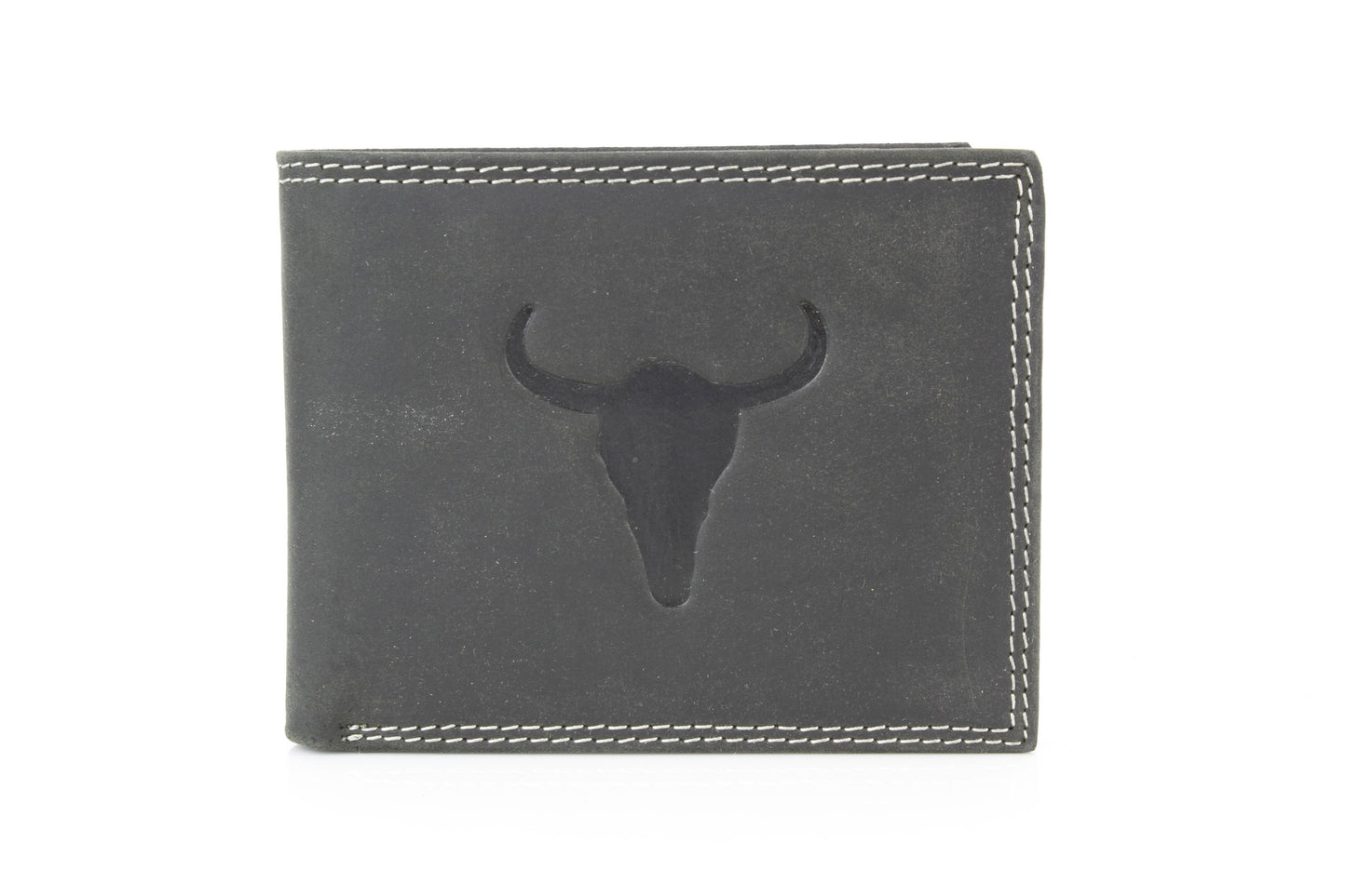 Men’s Bi-Fold Wallet with Embossed Bison Skull ABMW 25-2002