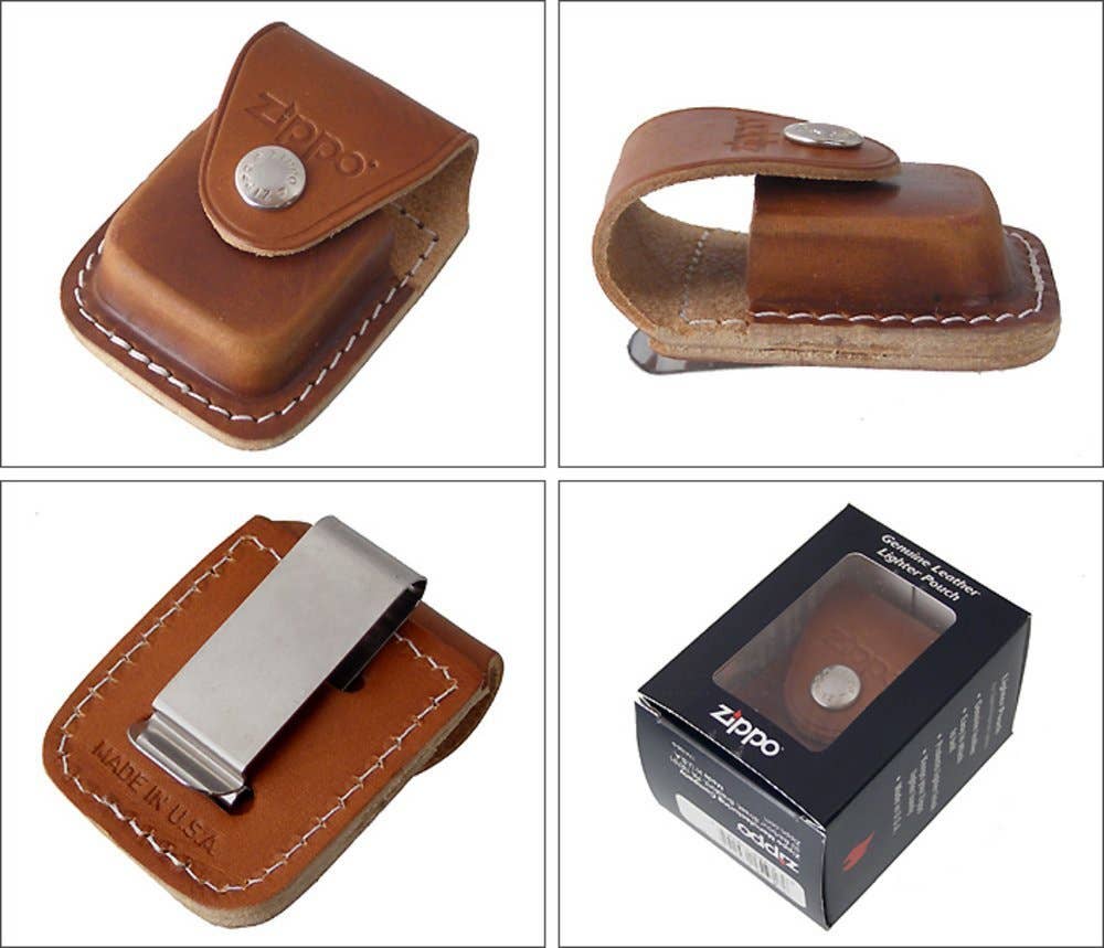 Zippo Brown Leather Pouch for Pocket Lighters