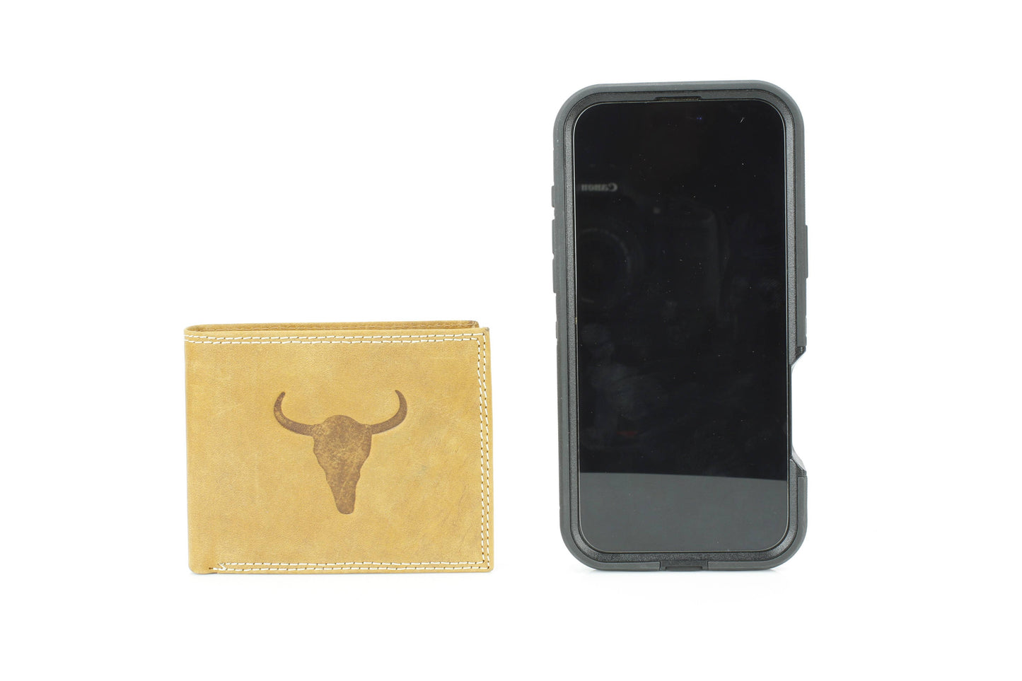 Men’s Bi-Fold Wallet with Embossed Bison Skull ABMW 25-2002