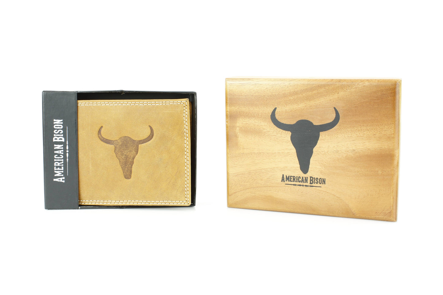 Men’s Bi-Fold Wallet with Embossed Bison Skull ABMW 25-2002