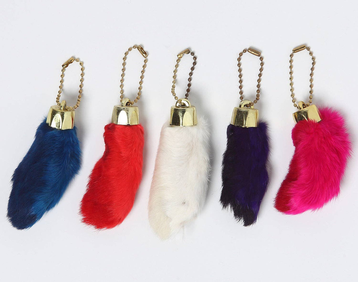 10 Pack Colored Rabbit's Foot Keychains