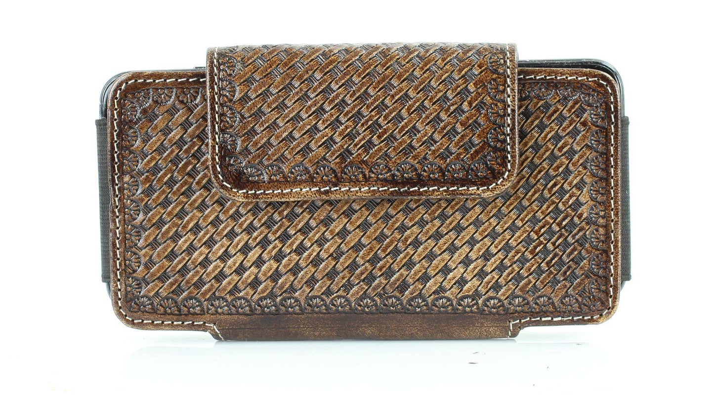 American Bison Basket Weave Horizontal Phone Case for Belt