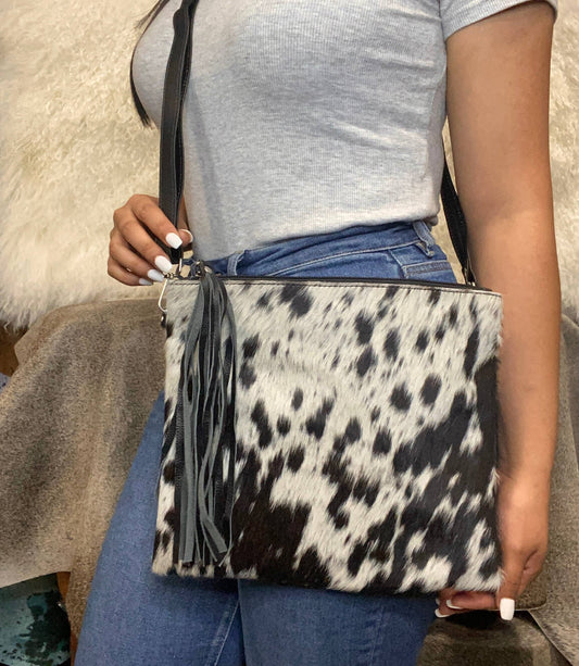 Black Classic Cowhide Crossbody