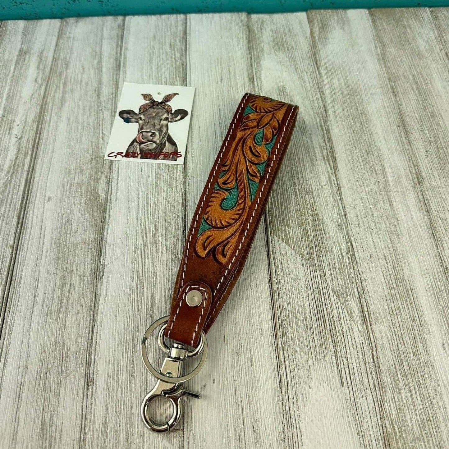 Tooled Wristlet Keychain