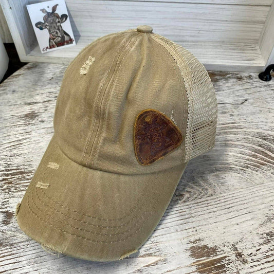 Criss Cross Ball Cap W/ Leather Patch