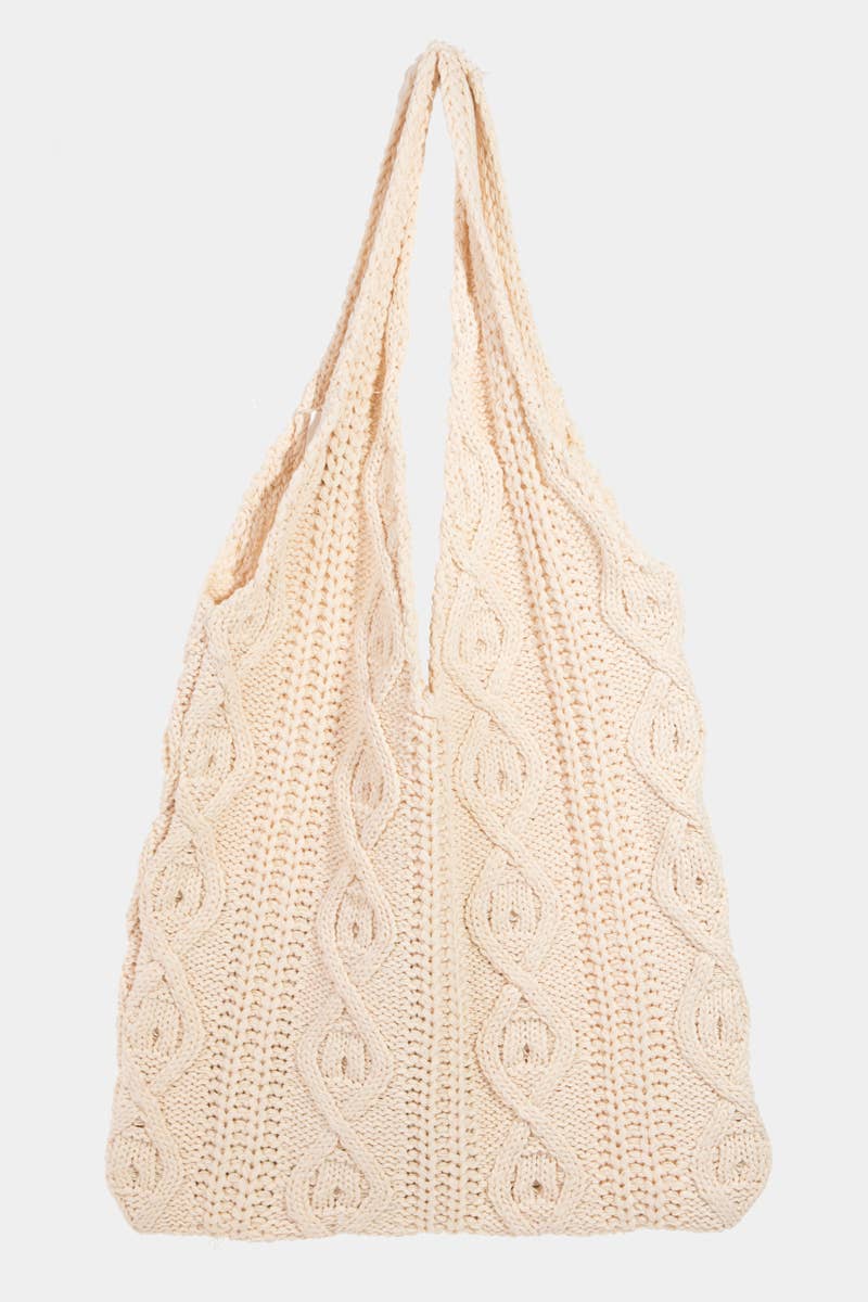 Flower Design Braided Tote Bag