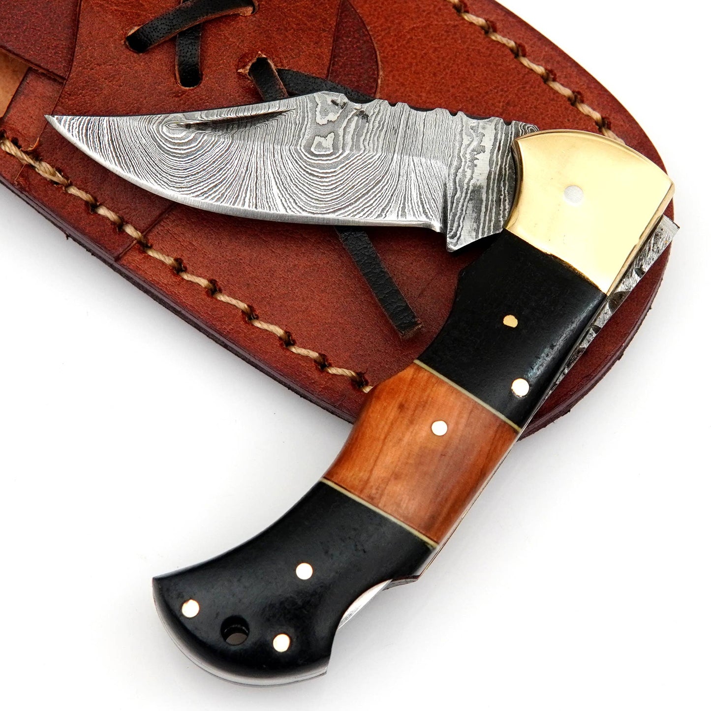 DEER EDGE Pocket Knife with Leather Case