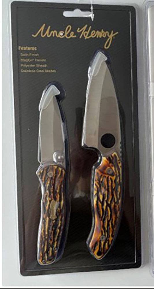 Uncle Henry 2 piece Fixed and Folder Knife Combo, Clam Pack #1200433