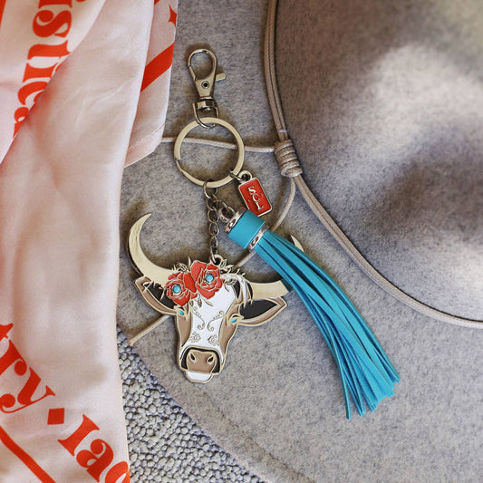 Rodeo Rosie Cow Keychain Bag Charm