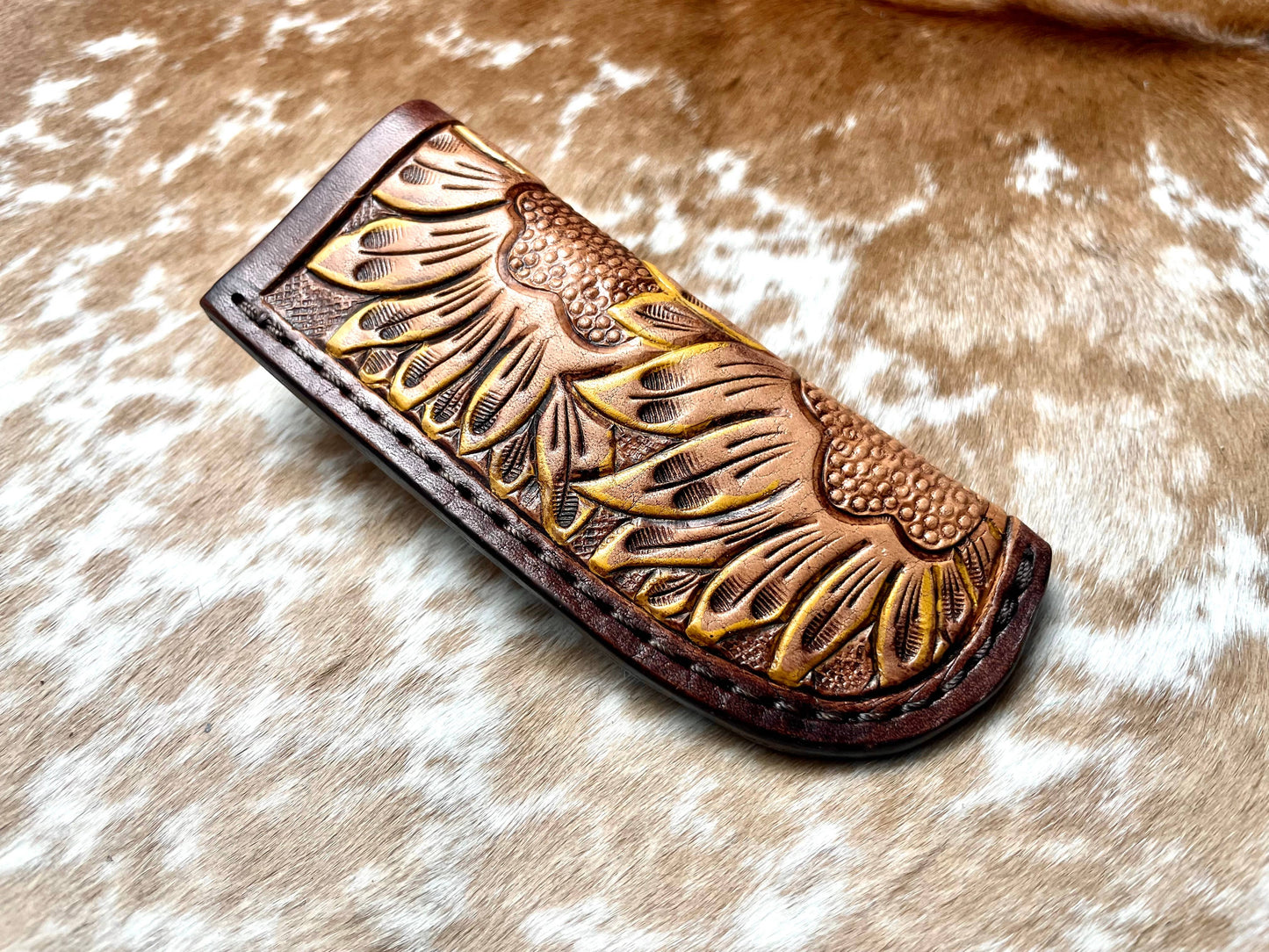 Sunflower- Hand Tooled Knife Sheath