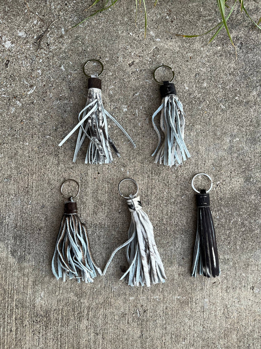 Cowhide fringe tassel Keychain